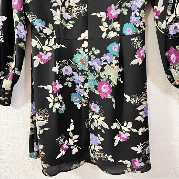 Loft black floral square neck short dress - Picture 3 of 8